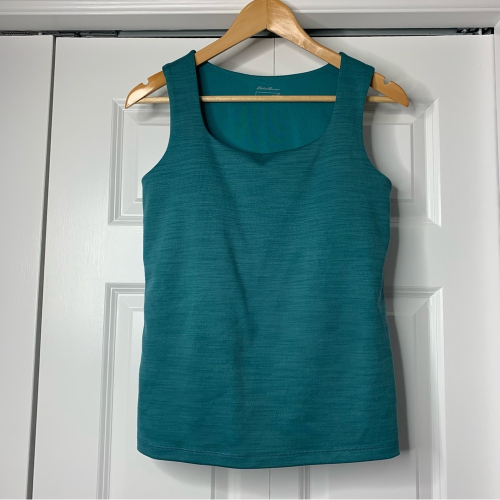 Eddie Bauer Ribbed Activewear Teal Tank Top Scoop Neck Women’s Size USM